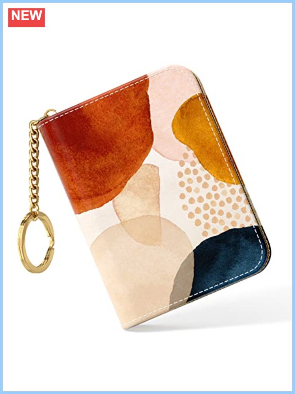 Slim RFID Card Holder Wallet PU Leather Zipper Keychain Pocket Organizer